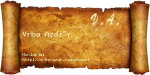 Vrba Azár névjegykártya